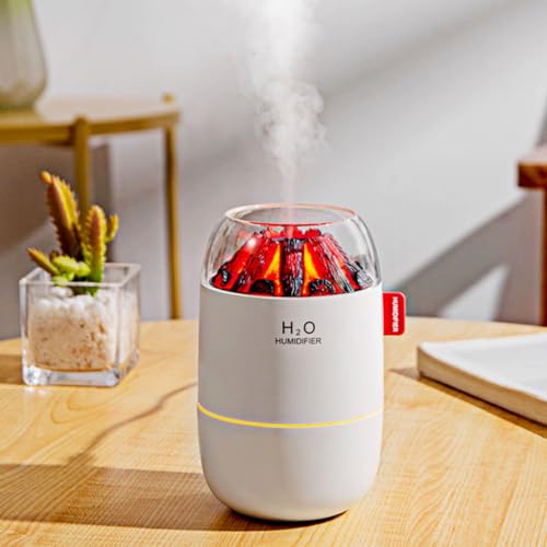 Image of Mini Charcoal Flame Humidifier & Diffuser | LED Atmosphere Light, Aromatherapy Oil Diffuser | Noiseless & Safe with Auto Power Off for Home /Office