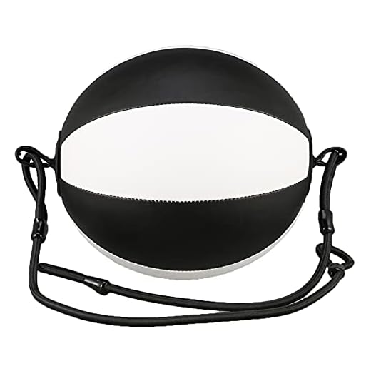 Punching Ball ,Mumian PU Leather Boxing Ball, Speed Dodge Ball ,Boxing Sports Bag ,Double End Gym MMA Boxing Sports Punch Bag Floor to Ceiling Rope Workout Training Gym Exercise Agility Black White