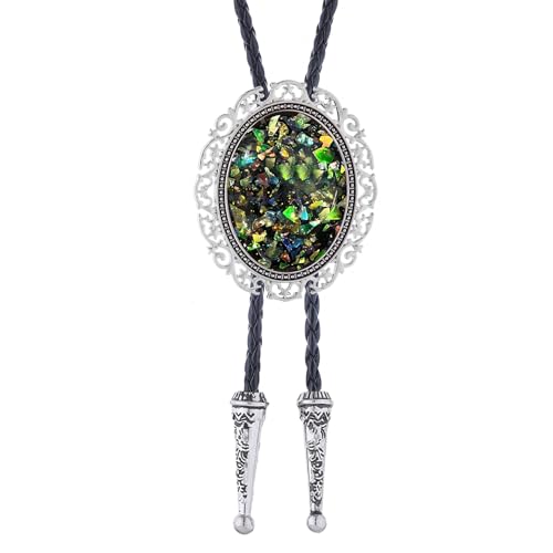 Image of Jeilwiy Bolo Tie for Men Real Stone Westwern Cowboy Ties Silver Bolos Women Leather Necktie Gift for Birthday Christmas