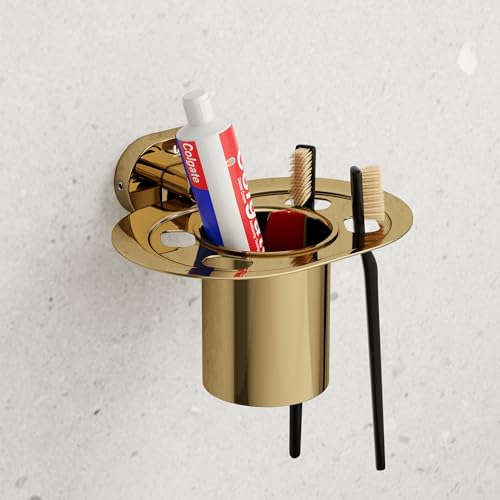 Image of LAPO 304 Stainless Steel Combo Bathroom Accessories Set (24 inch Towel Rack, Single Soap Holder, Tumbler Holder) Bathroom Accessories- (Kik- 3 Piece Combo Set,Gold Finish)