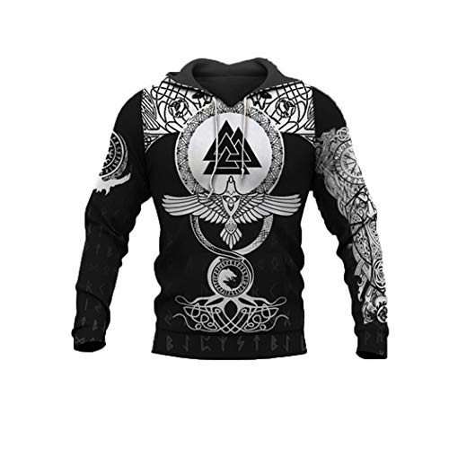 Sweat Harajuku homme avec motif tatouage 3D et capuche protectrice