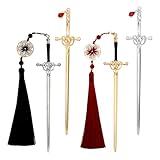 4Pcs Sword Katana Bookmarks with Tassel & Pendant, Vintage Silver & Gold Metal Bookmarks for Book Lovers, Unique Reading Accessories, Birthday, Teacher, Staff Thanks Gift