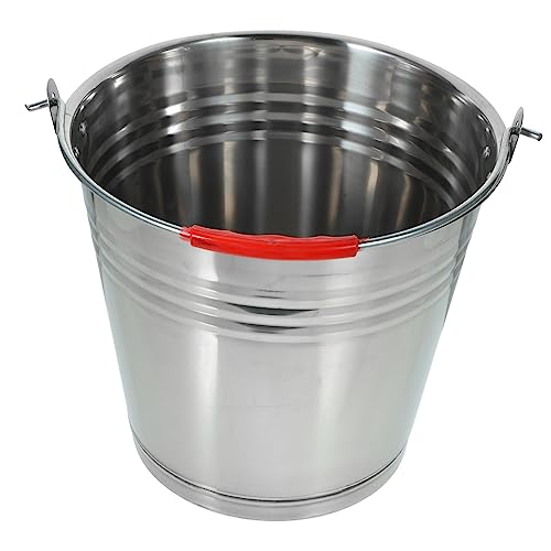 BESTonZON Stainless Steel Bucket Metal Container Milk Container Outdoor Trash Cans Multipurpose Milk Bucket Beverage Tubs Bucket Metal Bucket Thickened Bucket Water Barrel Ice Cube Container