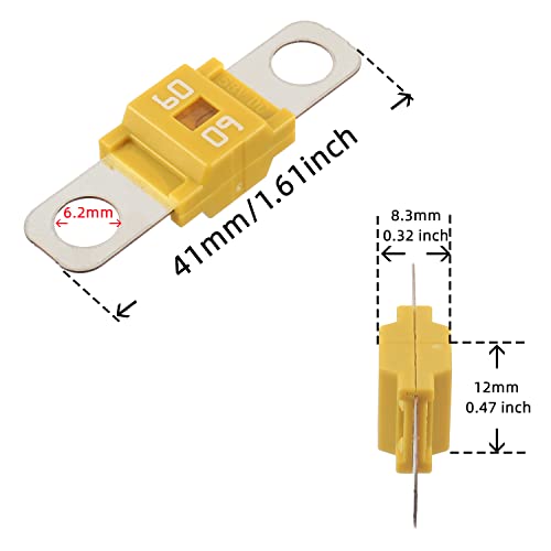 BOJACK 2 Stück ANS Auto-Sicherungshalter und 2 Stück Hochstrom-Bolt-On-Midi-Sicherungen 60A Ampere für Autos, LKWs, Fahrzeuge