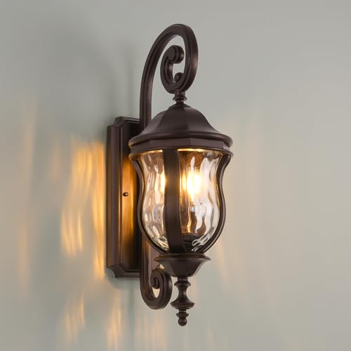 Image of Outdoor Wall Sconces, 22.8 inch Brown Large Exterior Wall Lanterns