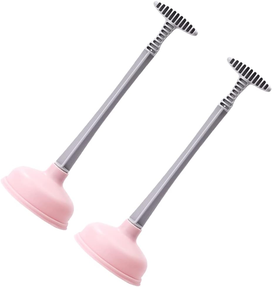 JOEBO 2pcs Toilet Plunger Brush Combo for Bathroom High Pressure Plunge Removes Rubber Heavy Duty Clog from Clogged Bathroom Toilets Pink