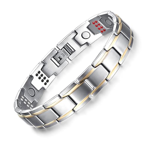 JFUME Braccialetti magnetici in oro 18k con braccialetto bicolore argento