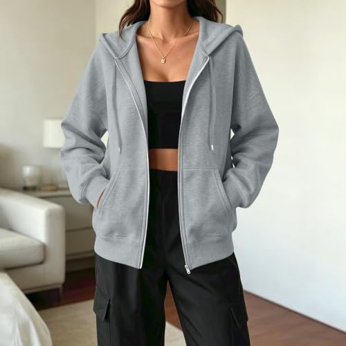 Fall Zip Up Hoodies for Women Fleece Hooded Sweatshirts Long Sleeve Jacket — view 2