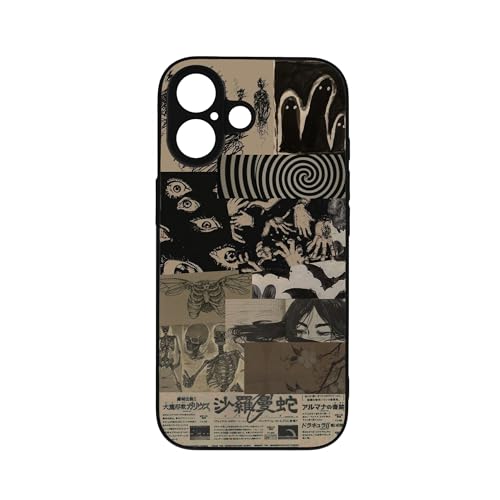 qizjio Vintage Japanese Phone Case Shockproof Protective Dark Aesthetic Collage Anime Phone Cover for iPhone 17