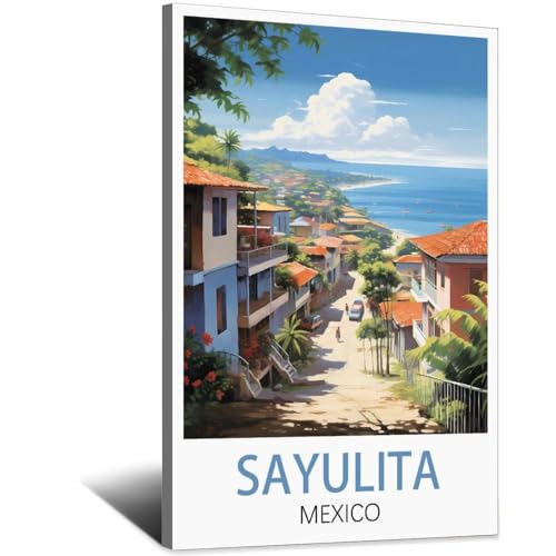 Poster vintage Sayulita Mexico | Impression sur toile déco moderne 40x60 cm