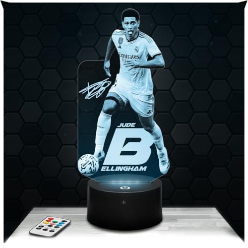 Lampephoto.fr - Lampe 3D Jude Bellingham Football Décoration Footballeur, Idée Cadeau Homme Femme, Objet Jude Bellingham Football Veilleuse Adulte Déco...