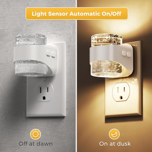 Image of L LOHAS LED Night Light, 3CCT Bubble Night Lights Plug into Wall,4 Pack 3000K /4000k /5000K Adjustable Night Light,Dimmable Nightlights with Dusk to Dawn Sensor for Rooms Bathroom Hallway