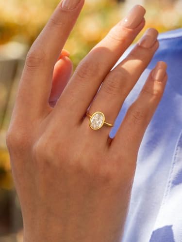 1pc Simple Yellow Gold Oval Single Zircons Wedding Rings Unique Gorgeous Eternity Festival For Women Wedding Copper Ring Fine Jewelry Gift2