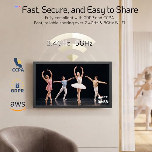 Image of NexFoto 24 Inch Touchscreen Digital Picture Frame Large, WiFi Electronic Photo Frame 64GB, Add Pics from Google Photos, Upload Photos /Videos via App /USB, for Mom /Grandparents, Black