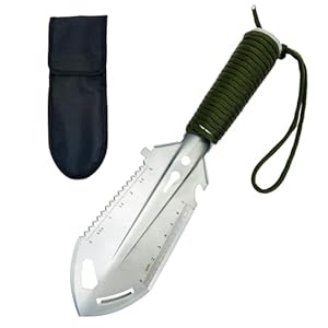 Small Camping Shovel, 9 in 1 Mini Hand Shovel, Portable Backpacking Trowel, Ultralight Compact Multitool for Camping, Gardening, Outdoor Survival, Silver