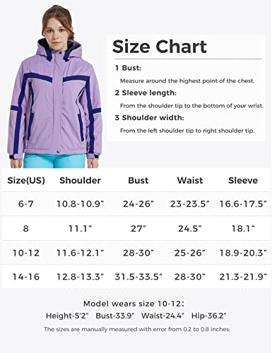 Wantdo Girl's Hooded Ski Mountain Jacket Waterproof Winter Warm Raincoats Purple 14/16 #TOP6