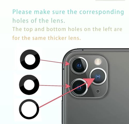Image of 2 Packs Rear Camera Lens Glass Replacement for iPhone 11 Pro /iPhone 11 Pro Max Camera Glass Lens Replacement with Repair Tools Kit