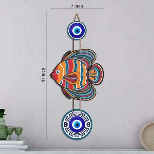 Image of Artvibes Vastu Fish Evil Eye Wall Decor for Main Door | Lucky Fish MDF Wall Hanging Art | Positive Energy Accent for Living Room | Hallway | Office | Bedroom | Wall Art Gift (WH 8533N)