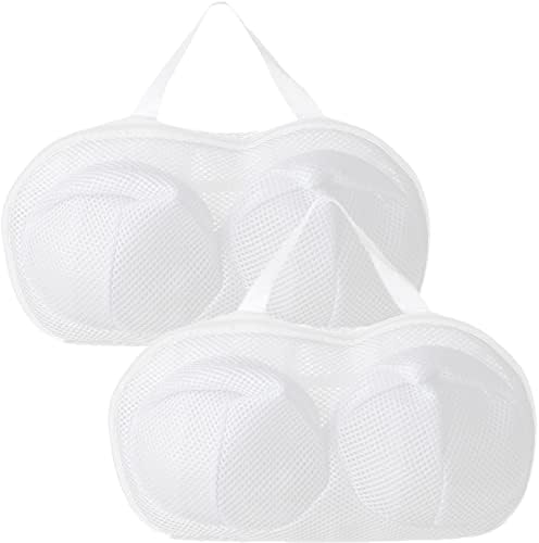 Large Bra Washing Bags for Laundry, Bra Laundry Bags for Washing Machine, Fits All Cups Anti Deformation Bra Washing Bag, Lingerie Bags for Washing Delicates (2 Pcs - White XXL)