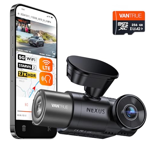 【Bundle: Vantrue N2X Dual Dash Cam + Vantrue 256GB SD Card】 2.7K Dash Cam Front and Inside, 5G WiFi Dual Dash Camera for Car with HDR IR Night Vis