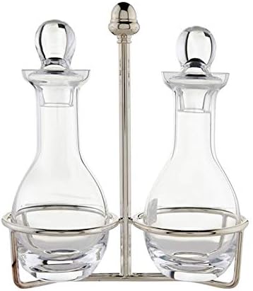 Ercuis, Elegance Regards Oil & Vinegar Set, Crystal Bottles with Silver-Plated Stand