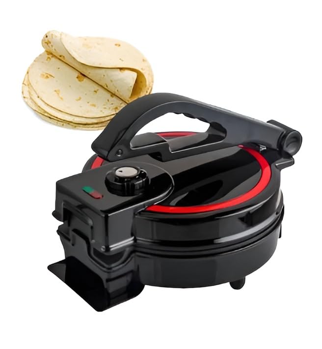 Roti Maker Chapathi Maker 10 Inch, Ideal for Making Homemade Tortillas Tacos Flatbreads,Chapati Roti, Stainless Steel Housing With Adjustable Temperature Control Non-Stick Coating