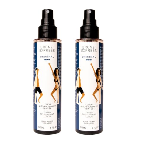 Academie 2x Bronz Express Lotion - getönte Selbstbräunungslotion für Gesicht & Körper, 100 ml (2er Pack), Naturbraune Haut ohne Sonnenexposition