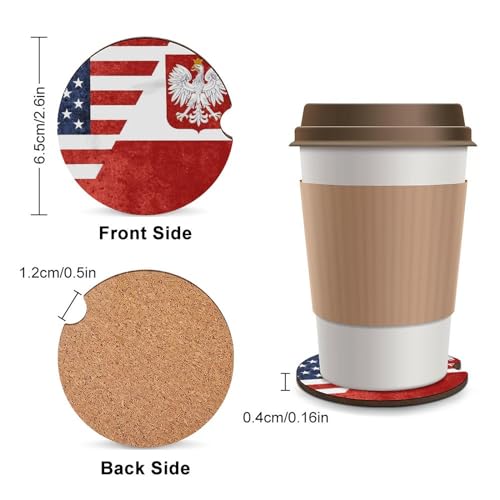 4PCS Posavasos para Carro con Bandera USA Polonia miniatura 2