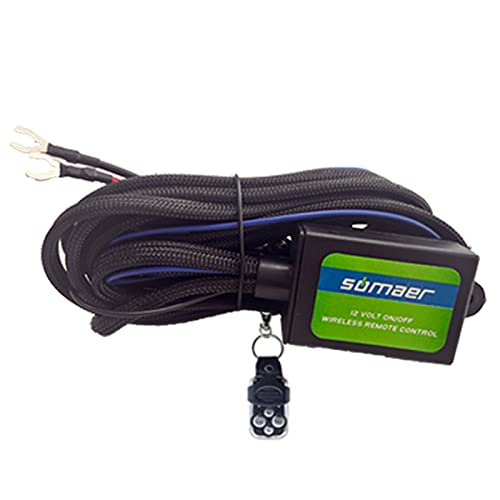 Somaer LED Work Lights Bar Remote Wiring Harness Kit with Wireless Remote Control 12V/24V 240W 30A Wiring Harness IC Controller 14AWG Cable Harness 2 Leads fit for Car Fog Lights Working Light Bar