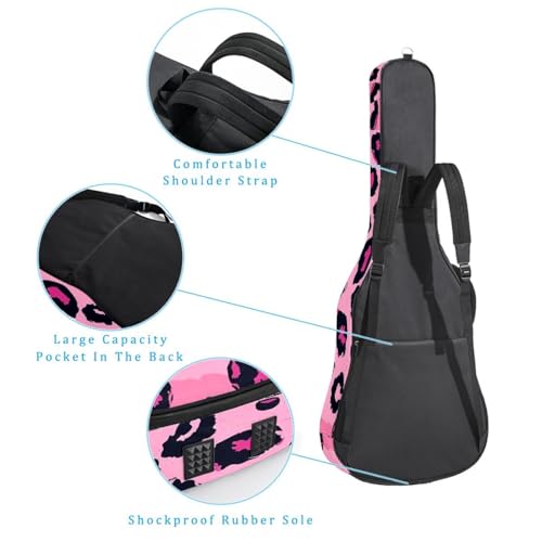 Housse guitare basse antichoc en tissu Oxford imperméable rose - 3
