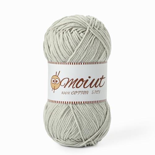 Image of Cotton Yarn for Crocheting, Baby Yarn for Crocheting Soft, 131yds / 1.76oz Fluffy Amigurumi Crochet Yarn, 5 Ply 100% Milk Cotton Yarn for Puzzle、Socks、Clothes(Light Grey)
