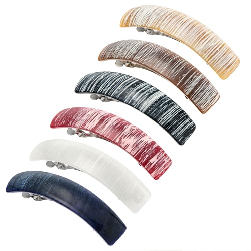 UQW Hair Clips 6 Pieces for Women Large Barrettes for Women with Thick Hair Big Barrettes Hair Accessories Large French Hair Pin Retro Hair Clasp(Color1)