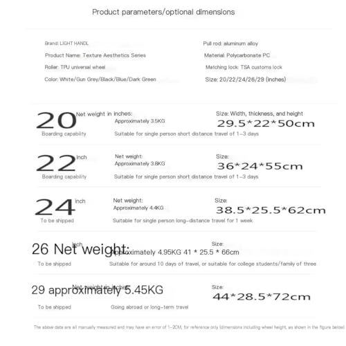 Suitcase Luggage Aluminum Frame Box PC Aircraft Wheel Suitcase Password Boarding Suitcase Luggage Trolley Box Luggage(Bianca,26in)2