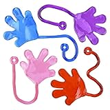 Sticky Hands Vinyl, Stretchy Sticky Fingers with Long String in Assorted Colors (6-Pack)