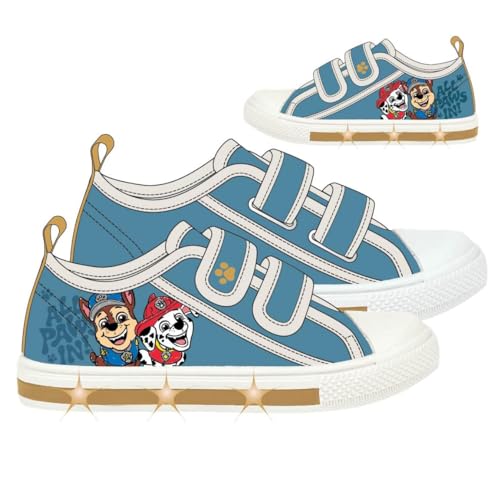 Zapatillas Infantiles de La Patrulla Canina - Color Azul - Talla 29 - Cierre de Velcro - Zapatillas Deportivas con Luces y Suela PVC - Elaboradas con Loneta - Producto Original Diseñado en España