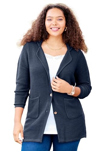Catherines Women's Plus Size Ottoman Stitch Cardigan Blazer