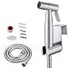 Produktbild Bidet Handbrause Sprayer,Aokilom Edelstahl WC Shattaf Douche Tuch Windel Duschsprühkopf mit 1.2 m Schlauch und Halterung Halter für die persönliche Hygiene,Haustier Bad,Auto waschen,Wasser Blume,WC
