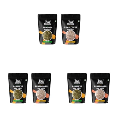 Image of True Elements Pumpkin and Sunflower Seeds Combo 500g (250g * 2) - Raw Seeds for Eating | Edible Seeds Combo | Rich in Protein & Fibre (Pack of 3)