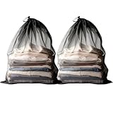 2 pezzi rete biancheria lavatrice 70 x 90 cm, borsa per biancheria riutilizzabile in maglia fine con coulisse di serraggio, rete di lavaggio durevole per biancheria intima, camicette e reggiseni, nero