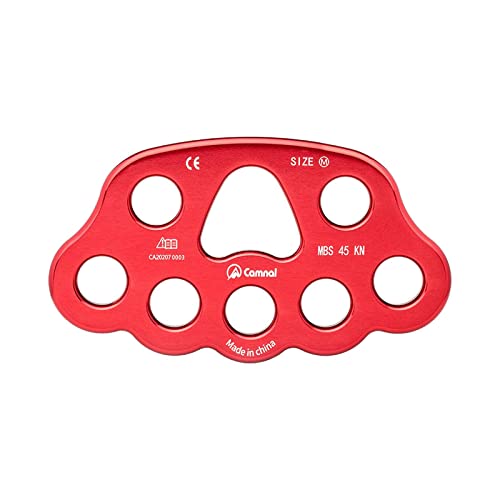 8-Hole Rigging Plate for Rock Climbing and Rappelling, Red