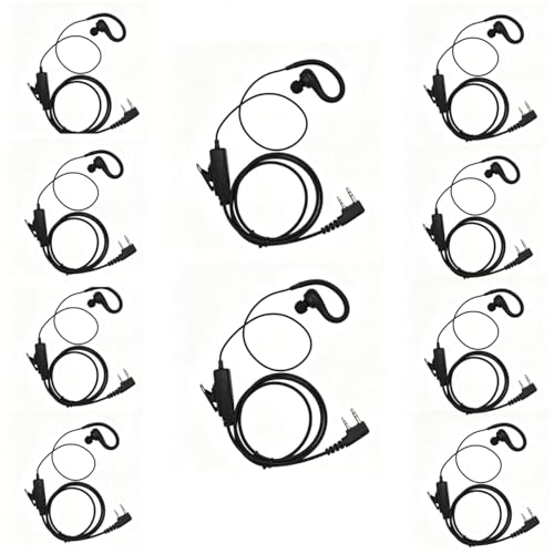 Auriculares de 2 pines para walkie talkie Baofeng y Retevis (Pack de 10 unidades con micro)