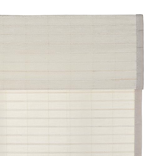 Image of TWOPAGES No Drill Flax Bamboo Blind Natural Cordless Roman Shade for Kitchen Windows Custom Made Light Filtering Blackout Roman Window Shade, Sandstone, 1 Piece