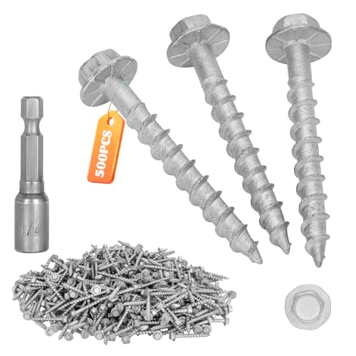 Image of Mech.Galv.#9 x 1-1 /2 inch Joist Hanger Screws-500 Qty,9112R500 Hurricane Screws | 1 /4 inch Hex Socket Wood Screw,0.370 inch-Dia Deck Screw, Joist Hanger Connector Screws Replace 10D Nails-1500 Hours Salt Spray Test