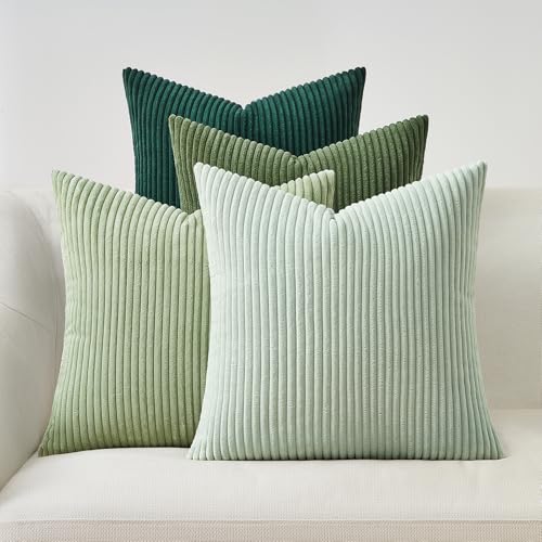 Topfinel Housse Coussin Vert Clair 40x40cm Decoration Chambre Salon Maison Lot de 4 Housse de...