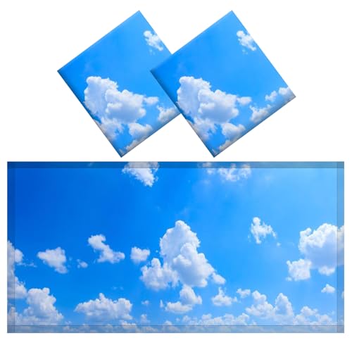 Atofter Fluorescent Light Covers for Ceiling Lights - 4 x 2 Feet Strong Magnetic Fluorescent Light Filters Covers for Classroom, Office, School, Home, Hospitals (2 Pack Blue Sky)
