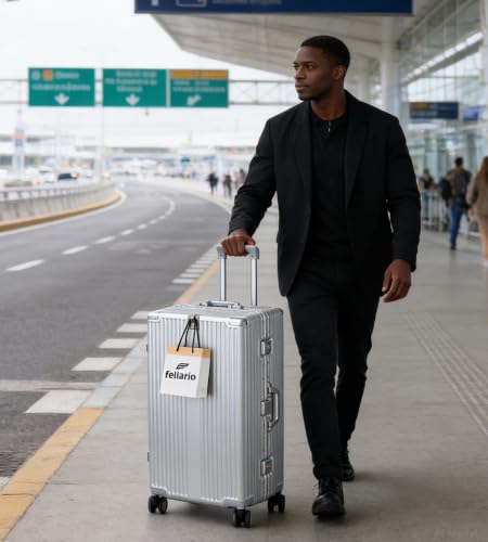 Image of feilario Super Large Aluminum Frame Checked Zipperless Luggage | PC shell, TSA lock, cup /phone holder and corner guards support 5-10 day business trips, family travel and flights