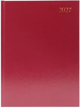 Janrax 2026 A4 Day Per Page Burgundy Desk Diary