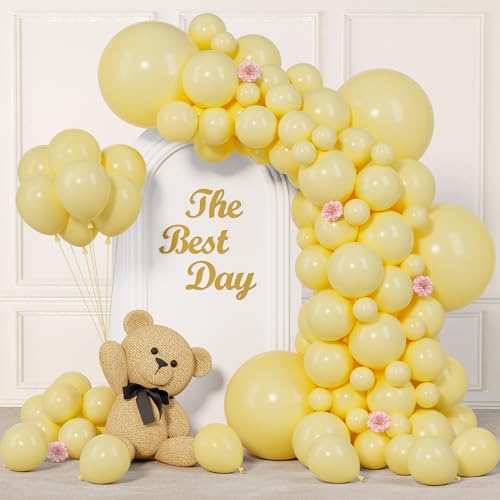 Image of 145pcs Pastel Yellow Balloons Different Sizes 18 12 10 5 Inch Yellow Balloon Arch Kit Garland for Birthday Party Graduation Baby Shower Gender Reveal Easter Anniversary Party Decoration