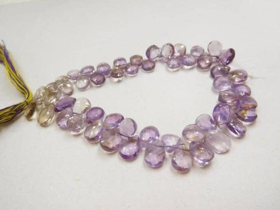 Ametrine faceted pear shape briolette beads 5x7-6x10 mm pour enfilage et joaillerie
