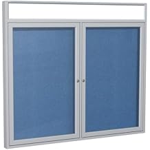 Ghents Vinyl 36" x 60" 2 Door Enclosed Bulletin Board in Ocean Blue